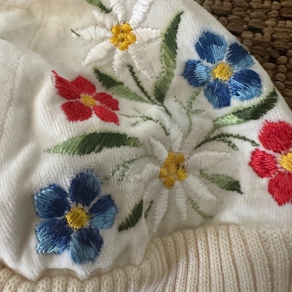 Vintage Swiss Baby/Toddler Beanie Hat Max Hurni Wool Blend Embroidered Floral - Picture 4 of 8